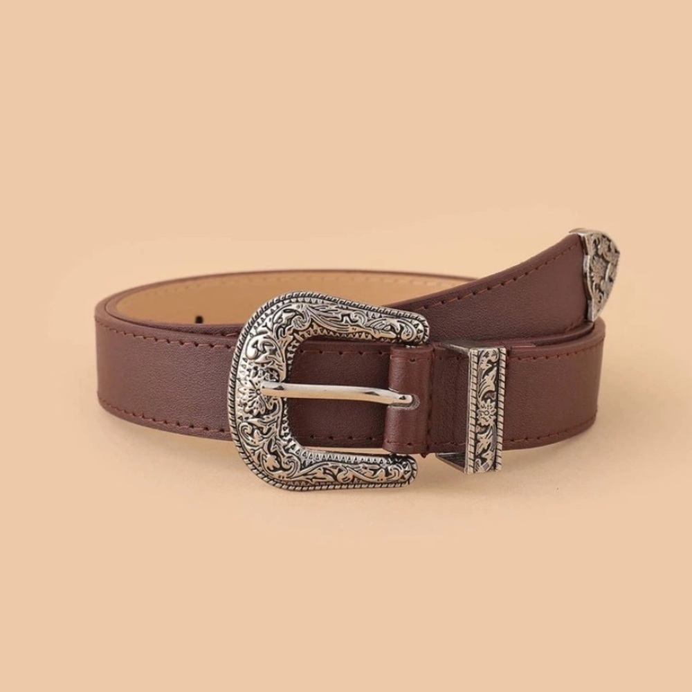 NWT Brown western style belt silver detailing